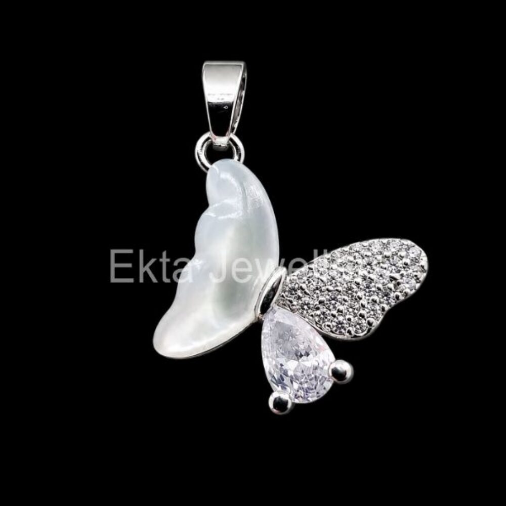 925 Sterling Silver Mother of Pearl Butterfly Pendant