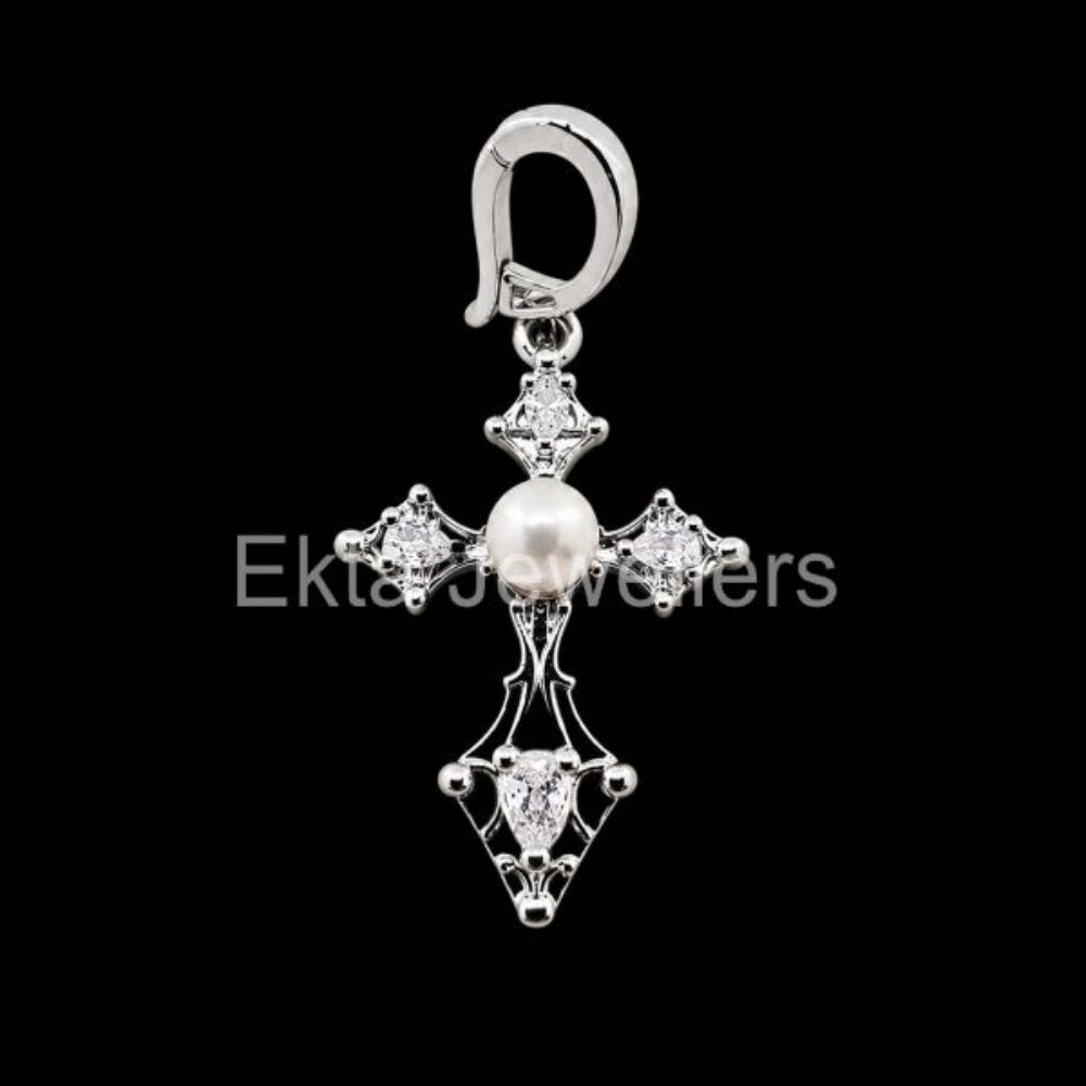 925 Sterling Silver Cross Pearl Pendant