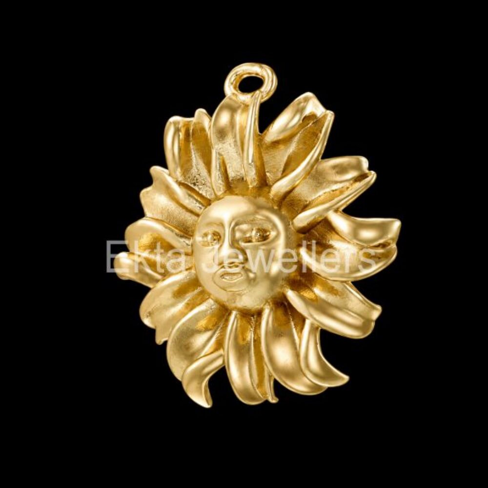 925 Sterling Silver Sun Face Pendant
