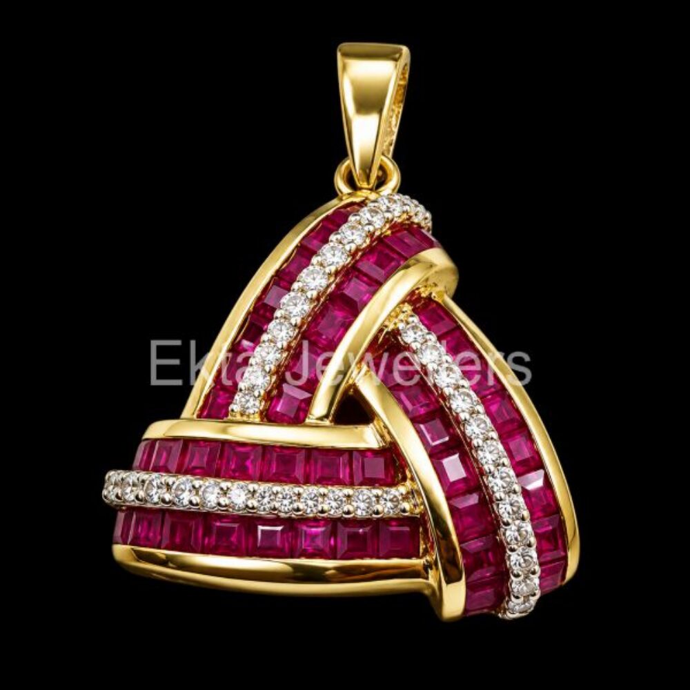 925 Sterling Silver Ruby Geometric Pendant