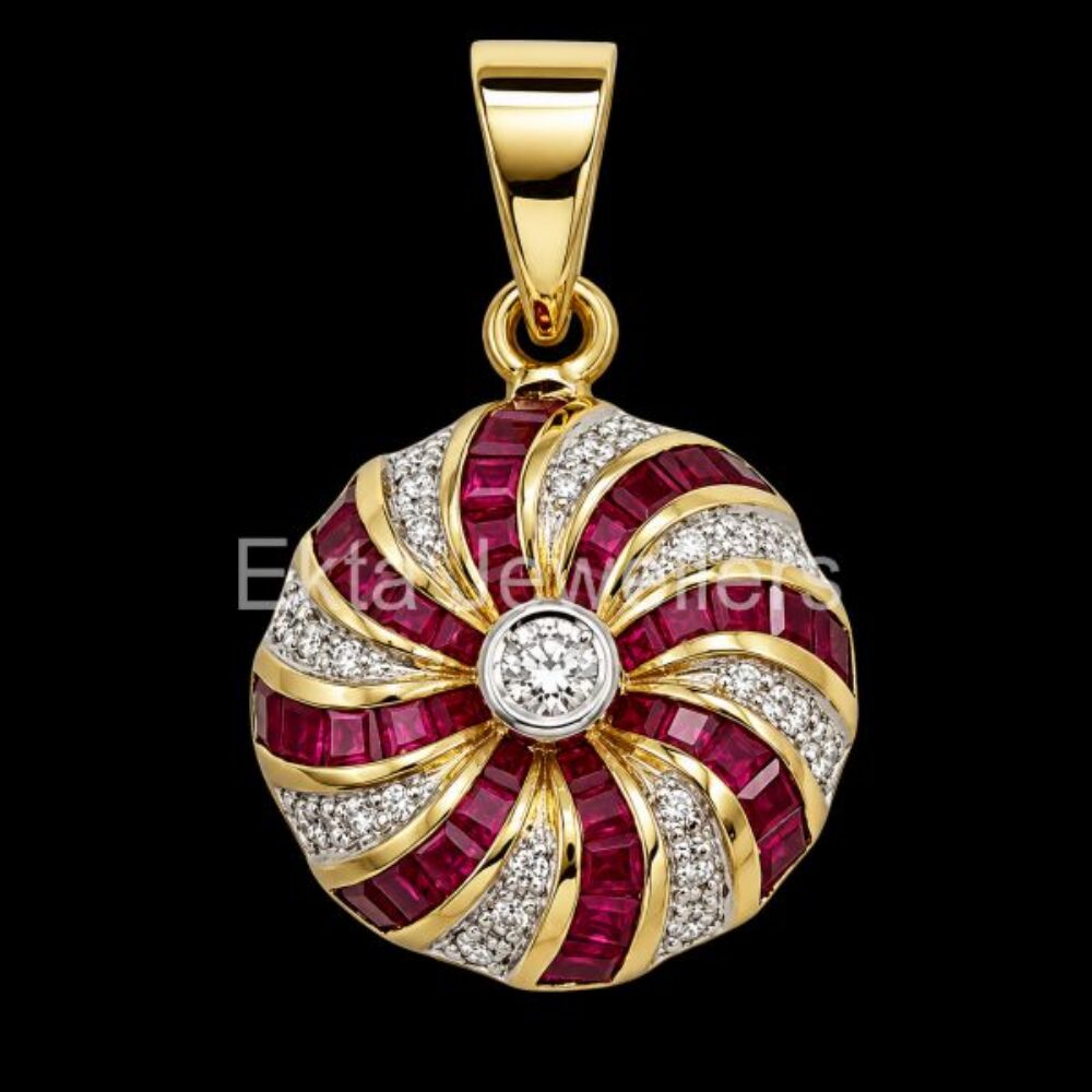 925 Sterling Silver Ruby Round Pendant