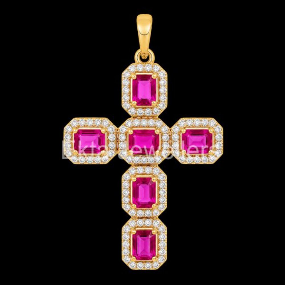 925 Sterling Silver Ruby Cross Pendant