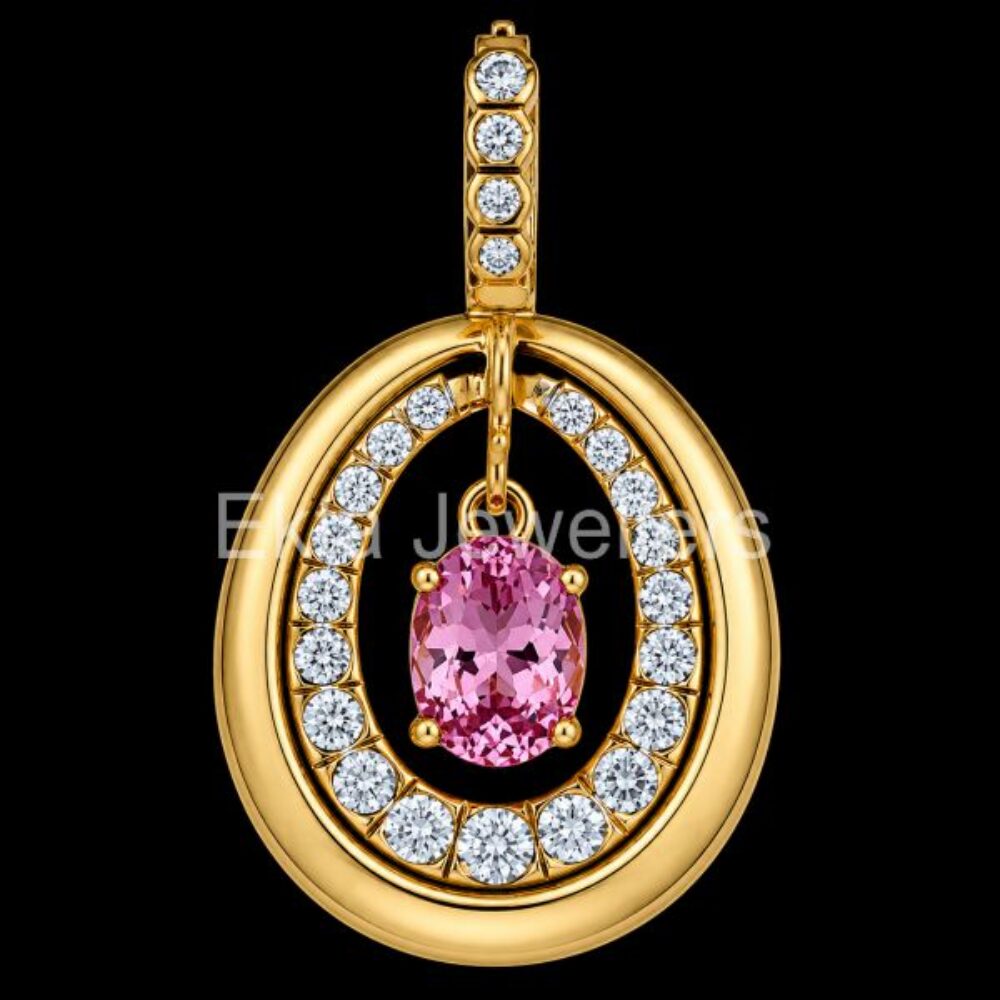 925 Sterling Silver Pink Halo Pendant