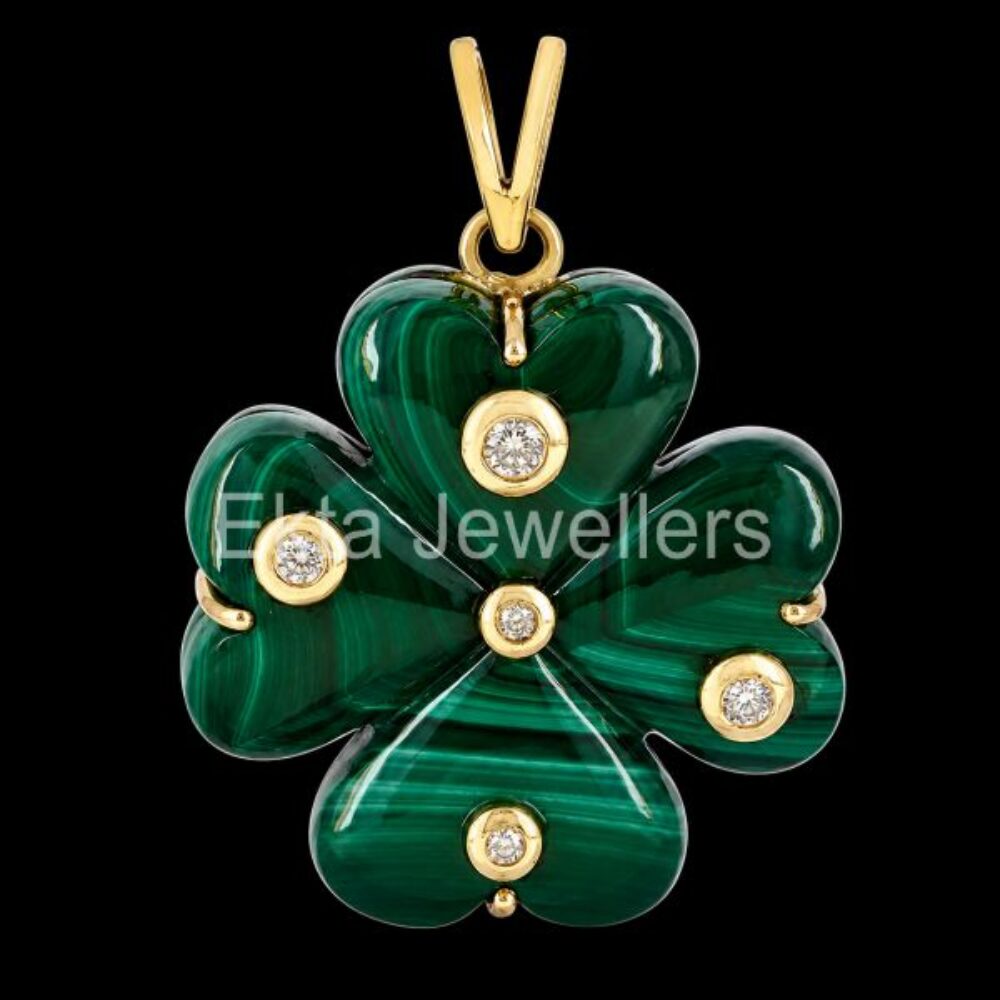 Malachite Four Leaf Clover Pendant
