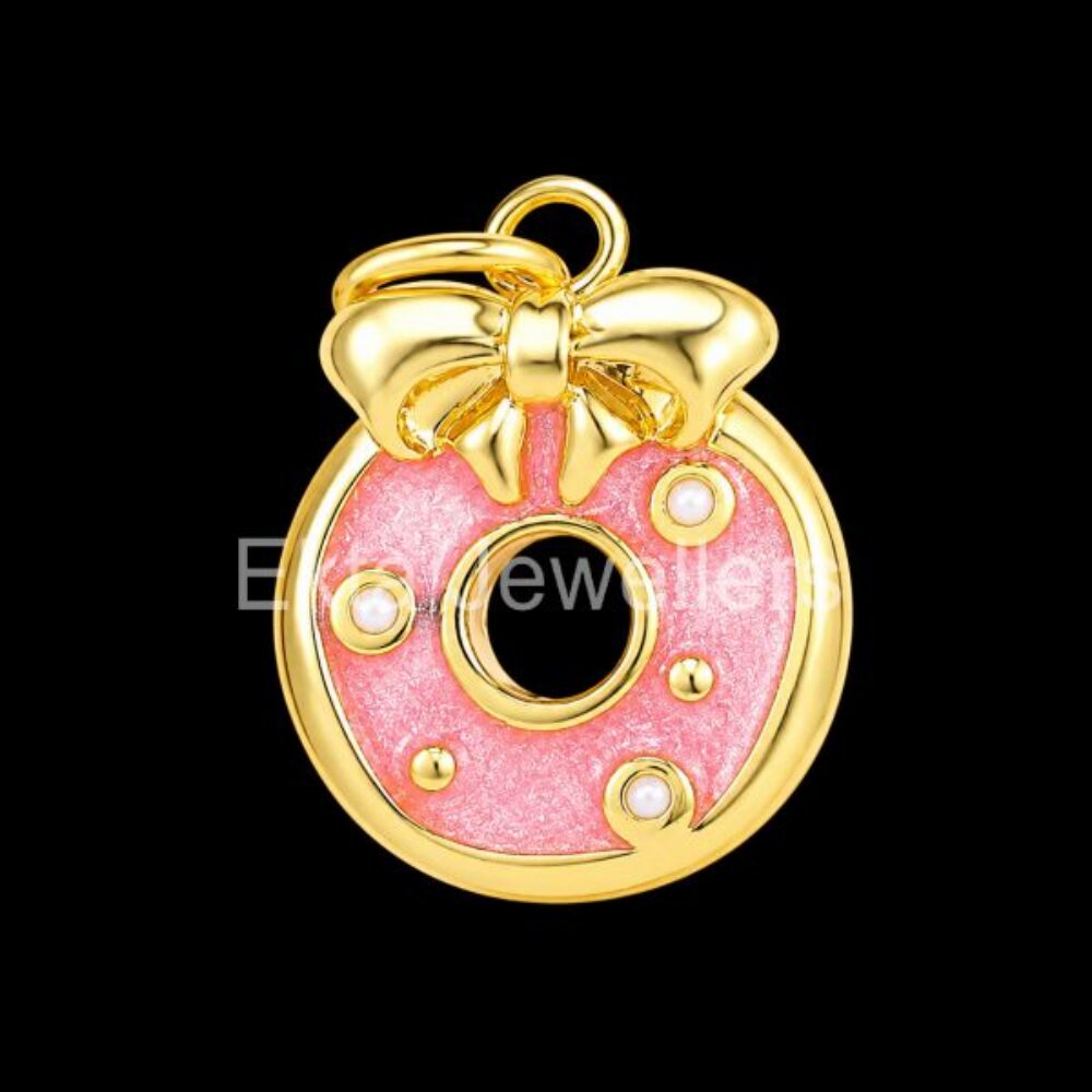 925 Sterling Silver Pink Enamel Donut Pendant