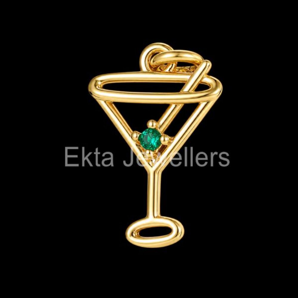 925 Sterling Silver Martini Glass Pendant