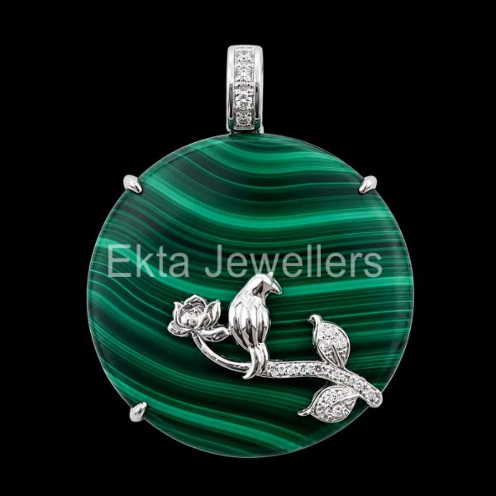 925 Sterling Silver Malachite Bird Pendant
