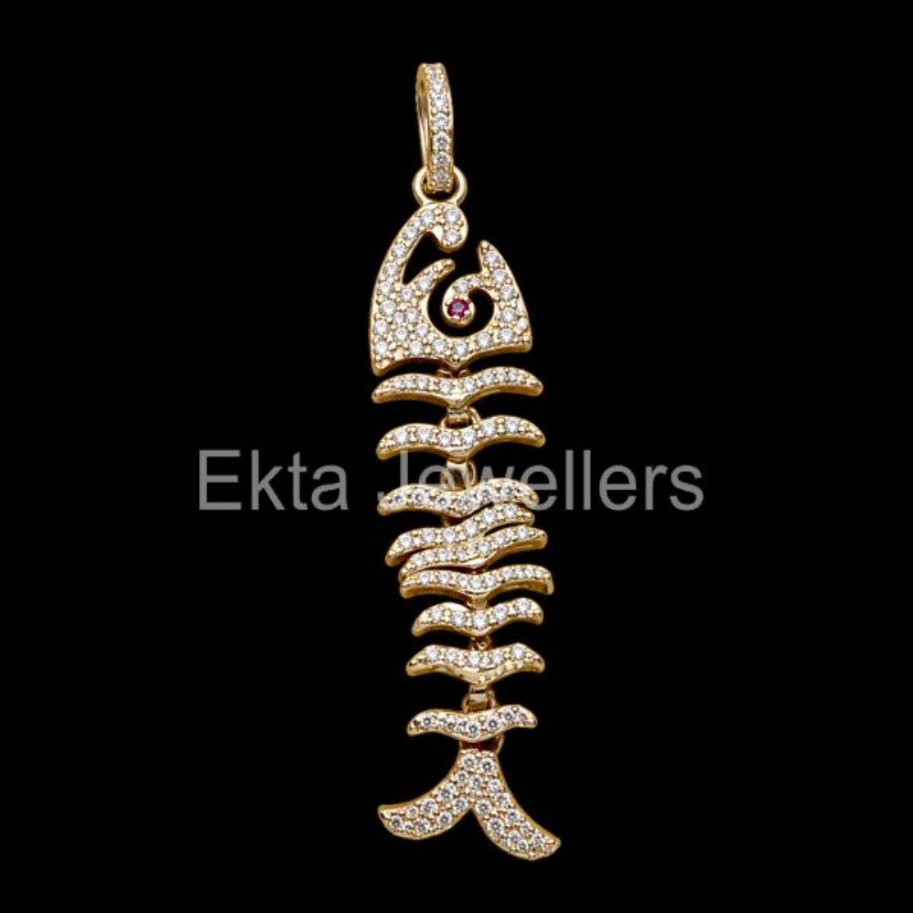 925 Sterling Silver Fish Bone Pendant