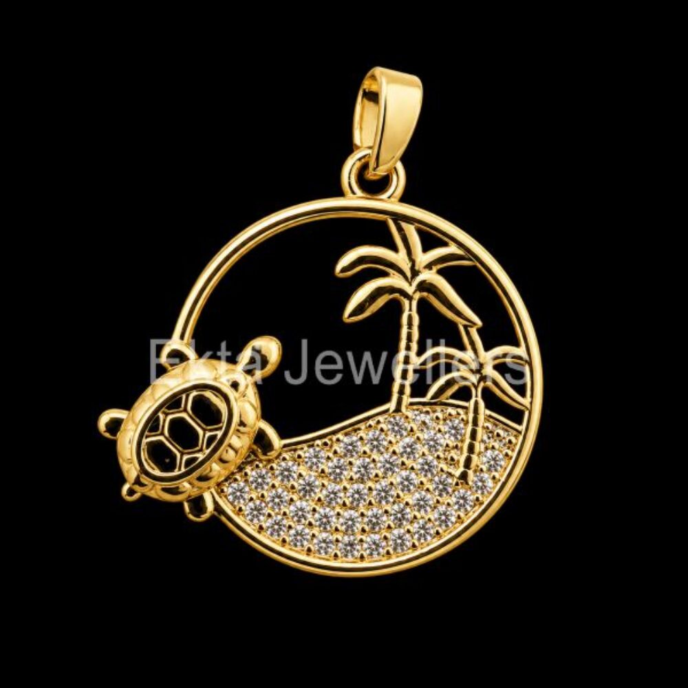 925 Sterling Silver Sea Turtle Beach Pendant