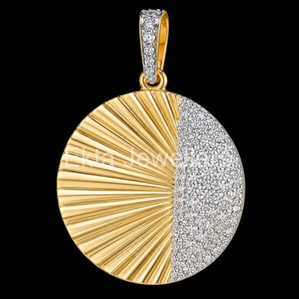 925 Sterling Silver Sunburst Disc Pendant