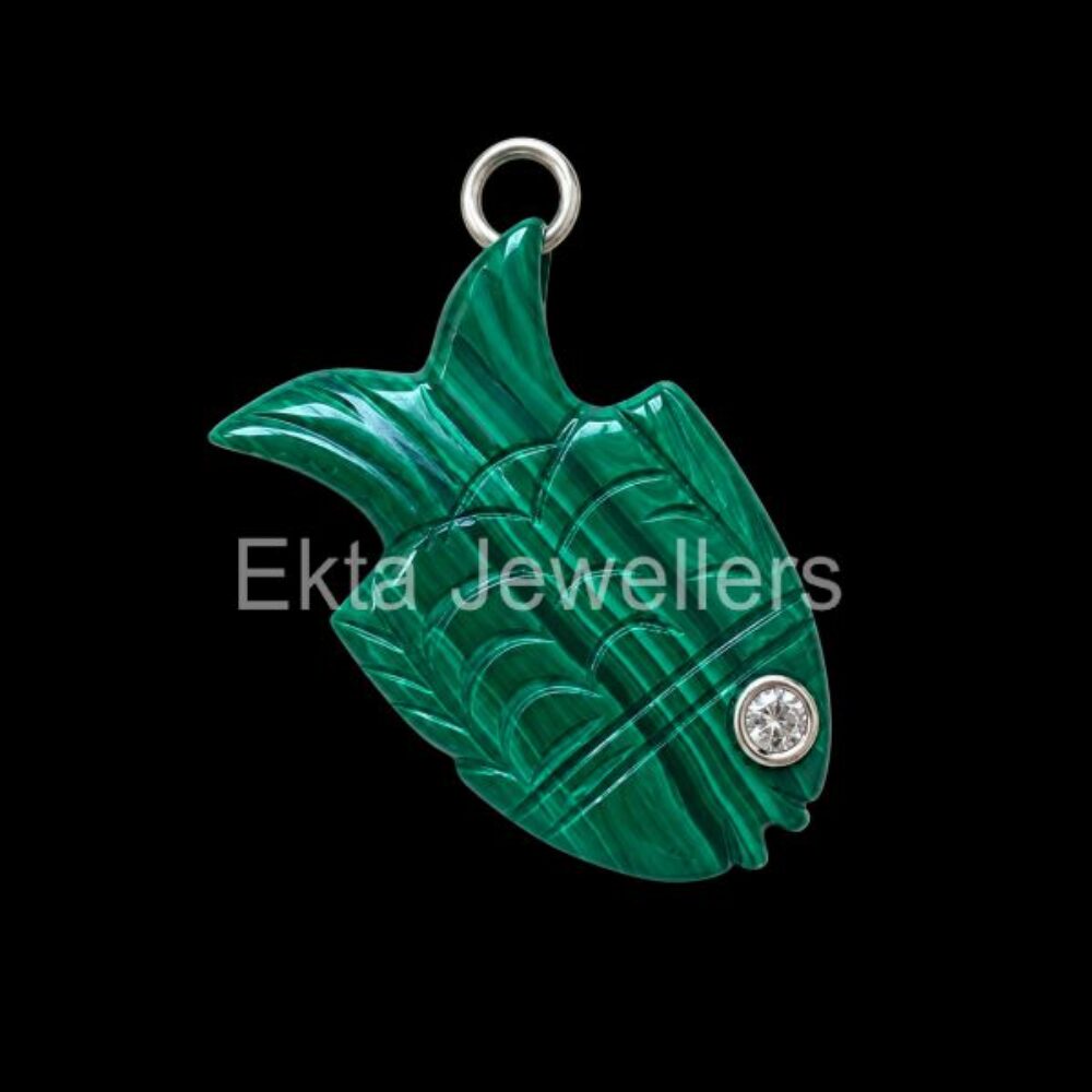 925 Sterling Silver Malachite Fish Pendant925 Sterling Silver Malachite Fish Pendant