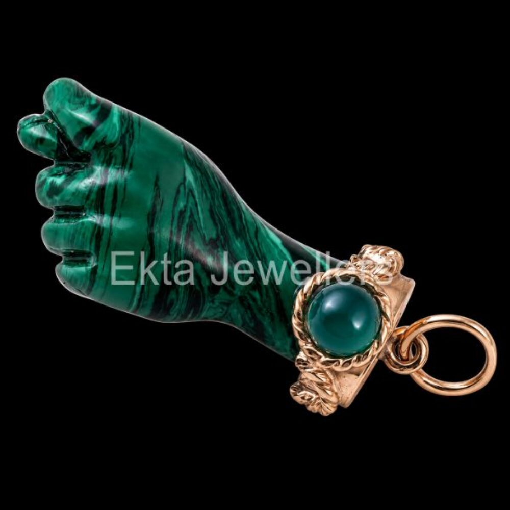 925 Sterling Silver Malachite Hand Pendant