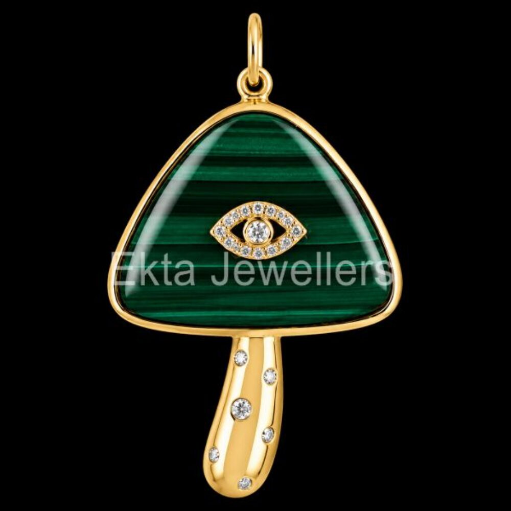 925 Sterling Silver Malachite Mushroom Pendant