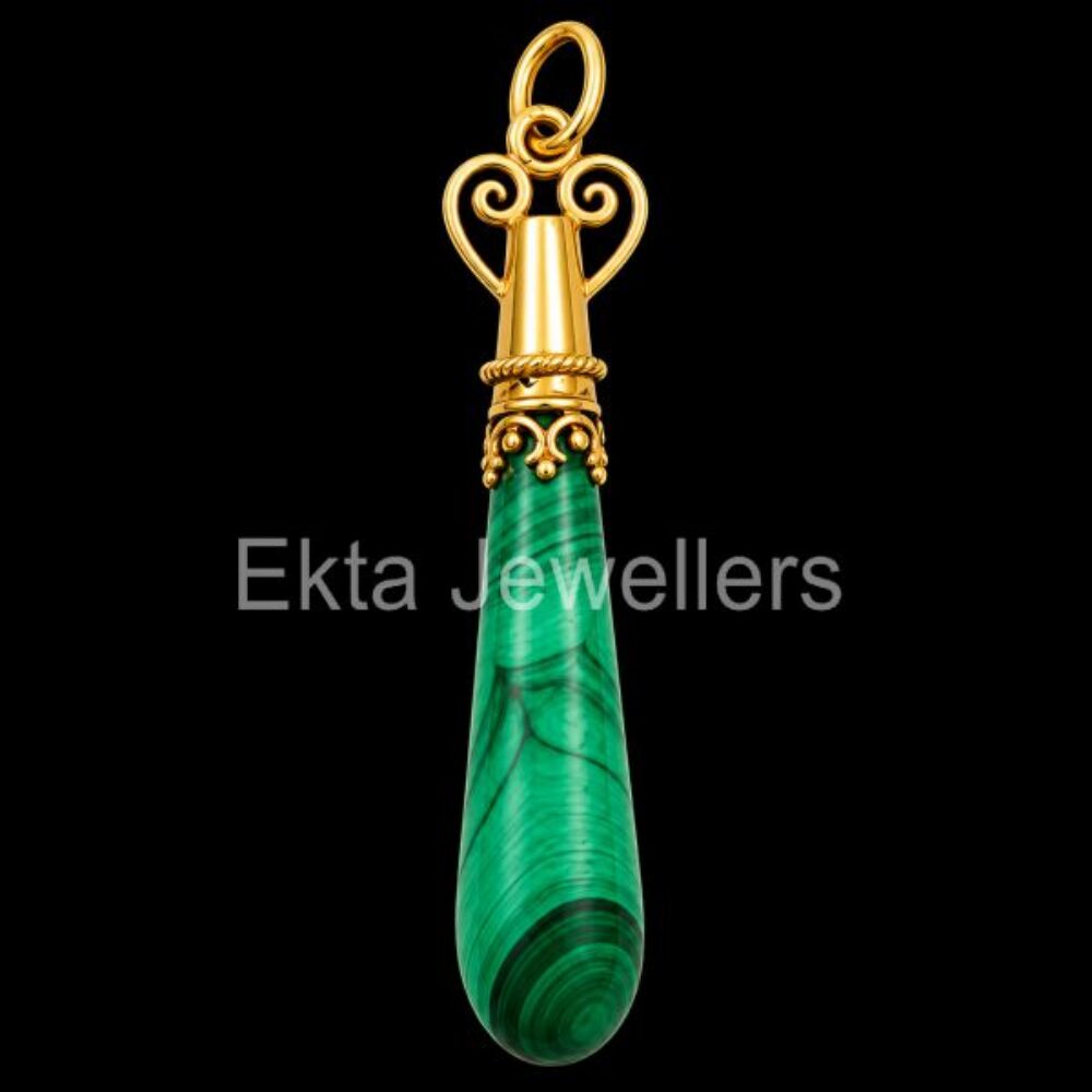 925 Sterling Silver Malachite Drop Pendant