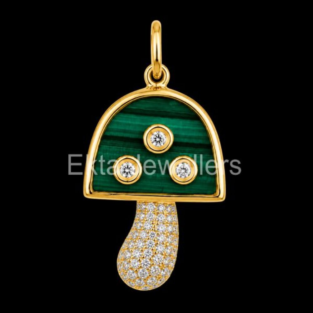 925 Sterling Silver Malachite Mushroom Pendant