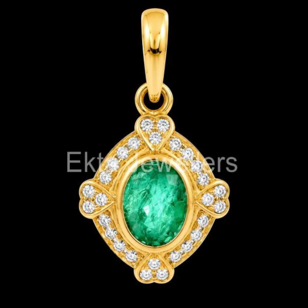 925 Sterling Silver Emerald Pendant