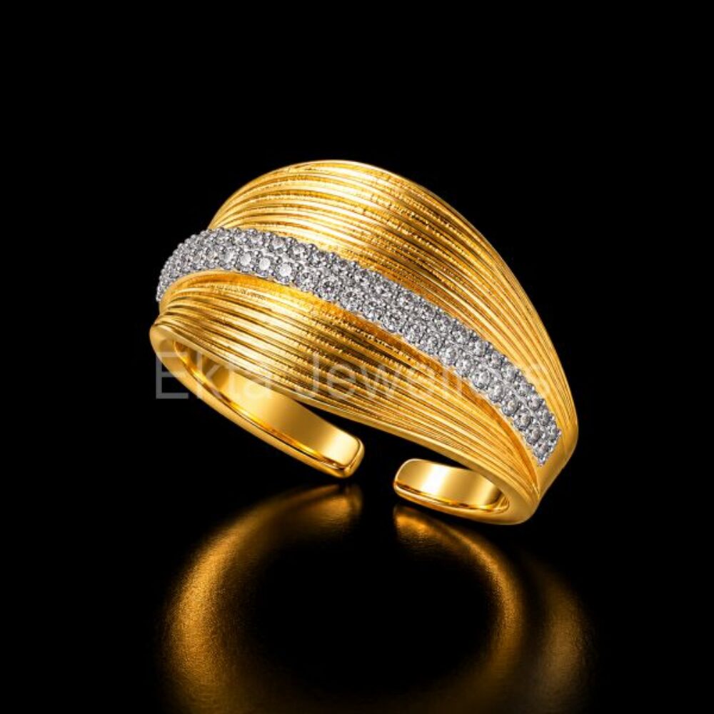 925 Sterling Silver Two Tone Crossover Ring
