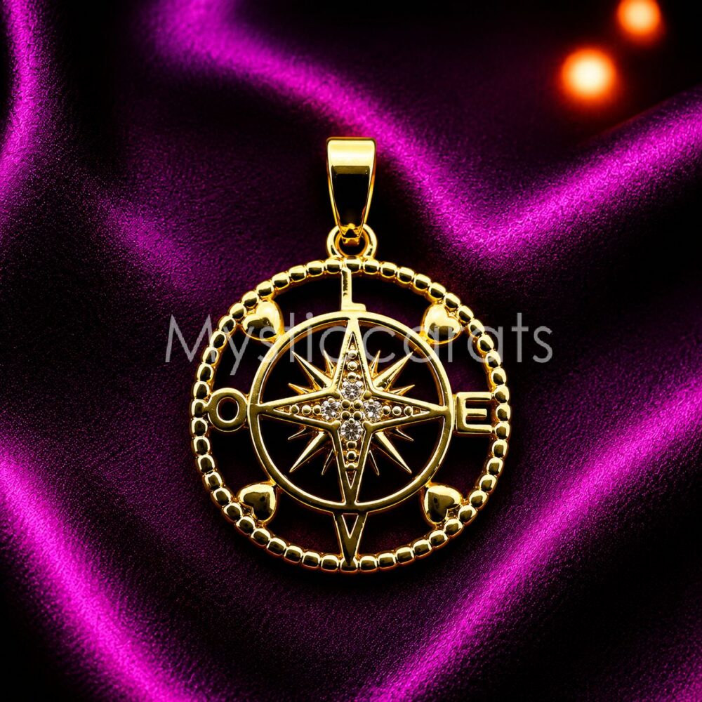 925 Sterling Silver Compass Rose Pendant