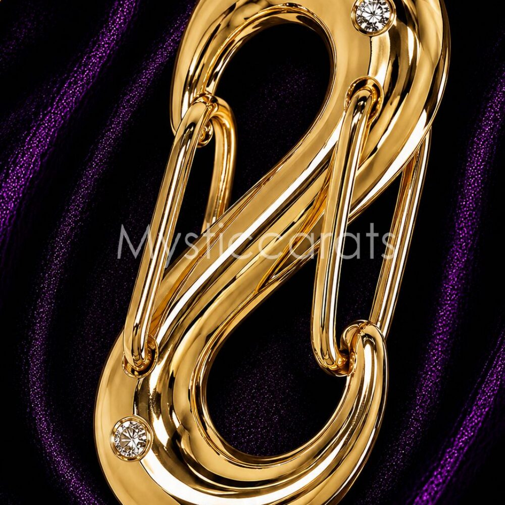 925 Sterling Silver Charm Holder, Gold Pavé Round Clicker Gate Clasp