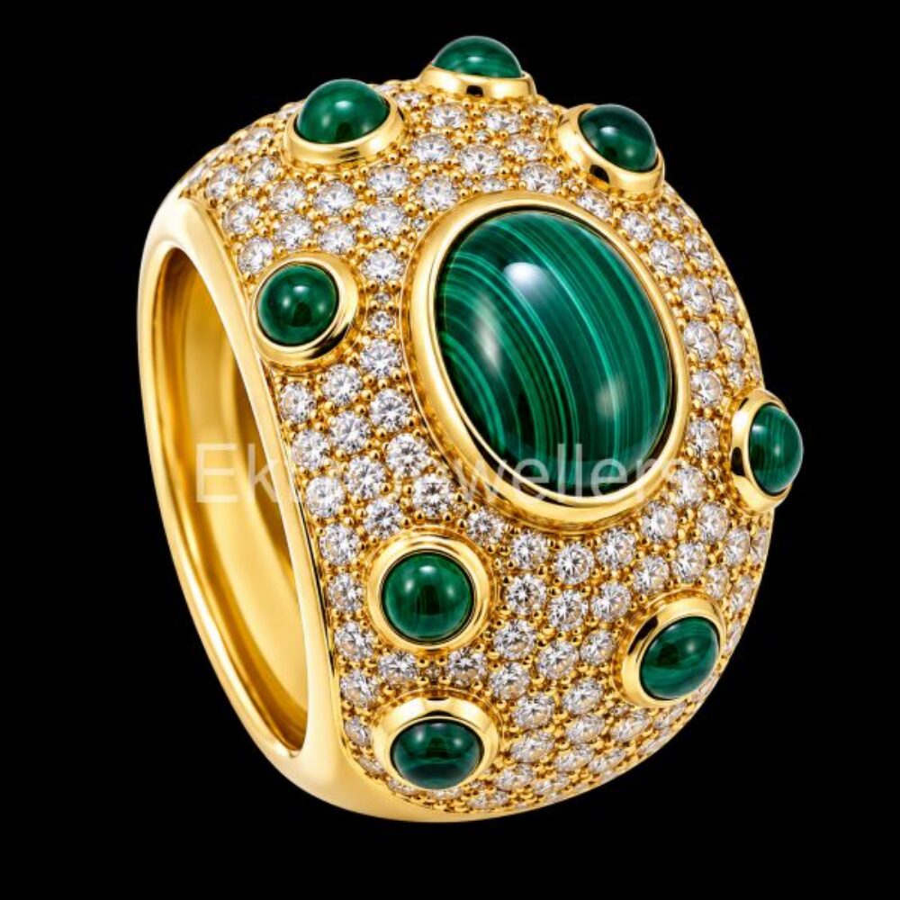925 Sterling Silver Malachite Statement Ring