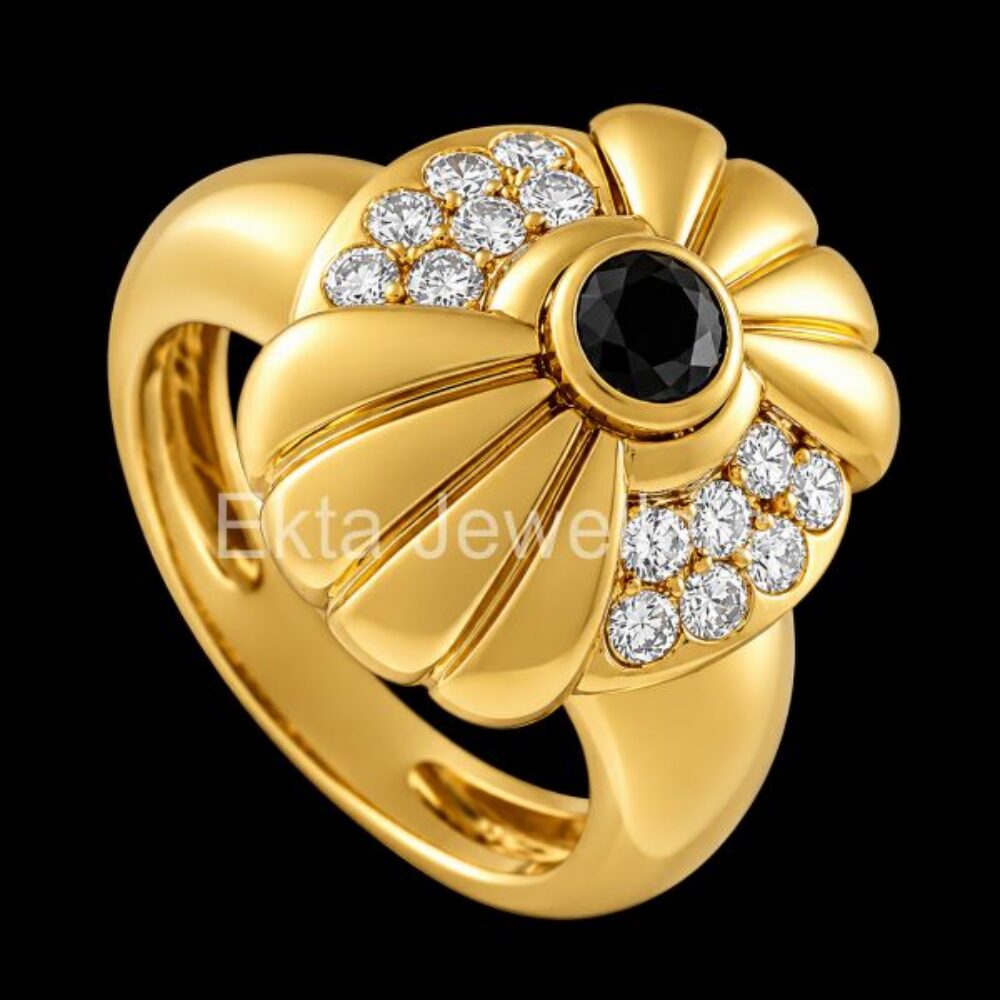 925 Sterling Silver Black Onyx Flower Ring