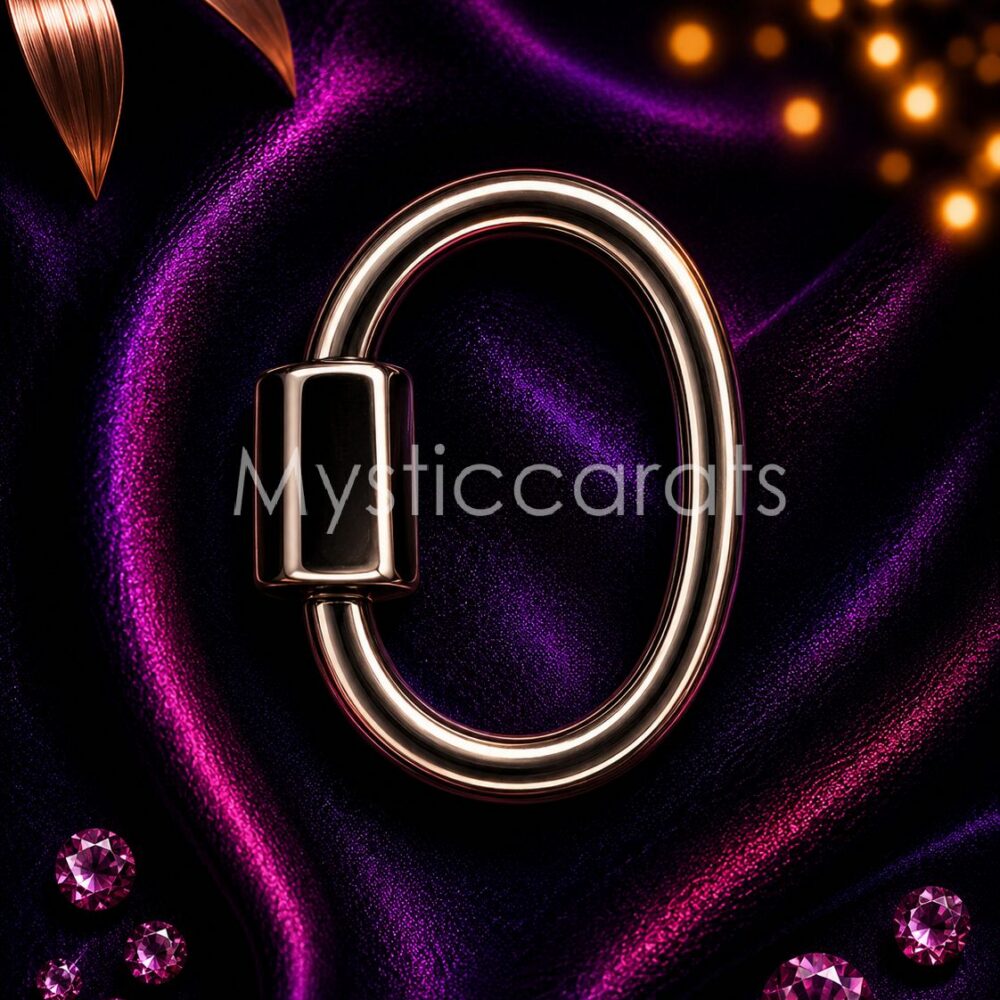 925 Sterling Silver Carabiner Lock, Rose Gold Oval Screw Gate Clasp