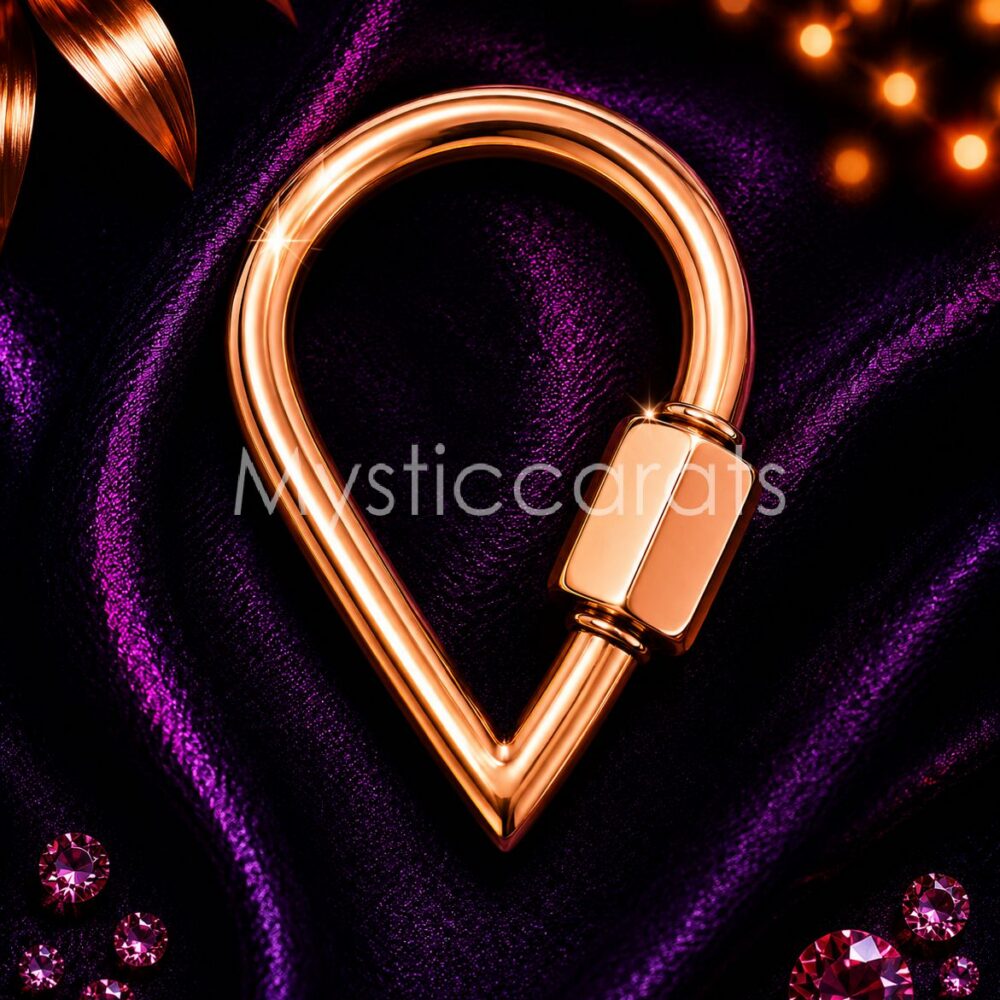 Rose Gold Heart Bottom Teardrop Clasp