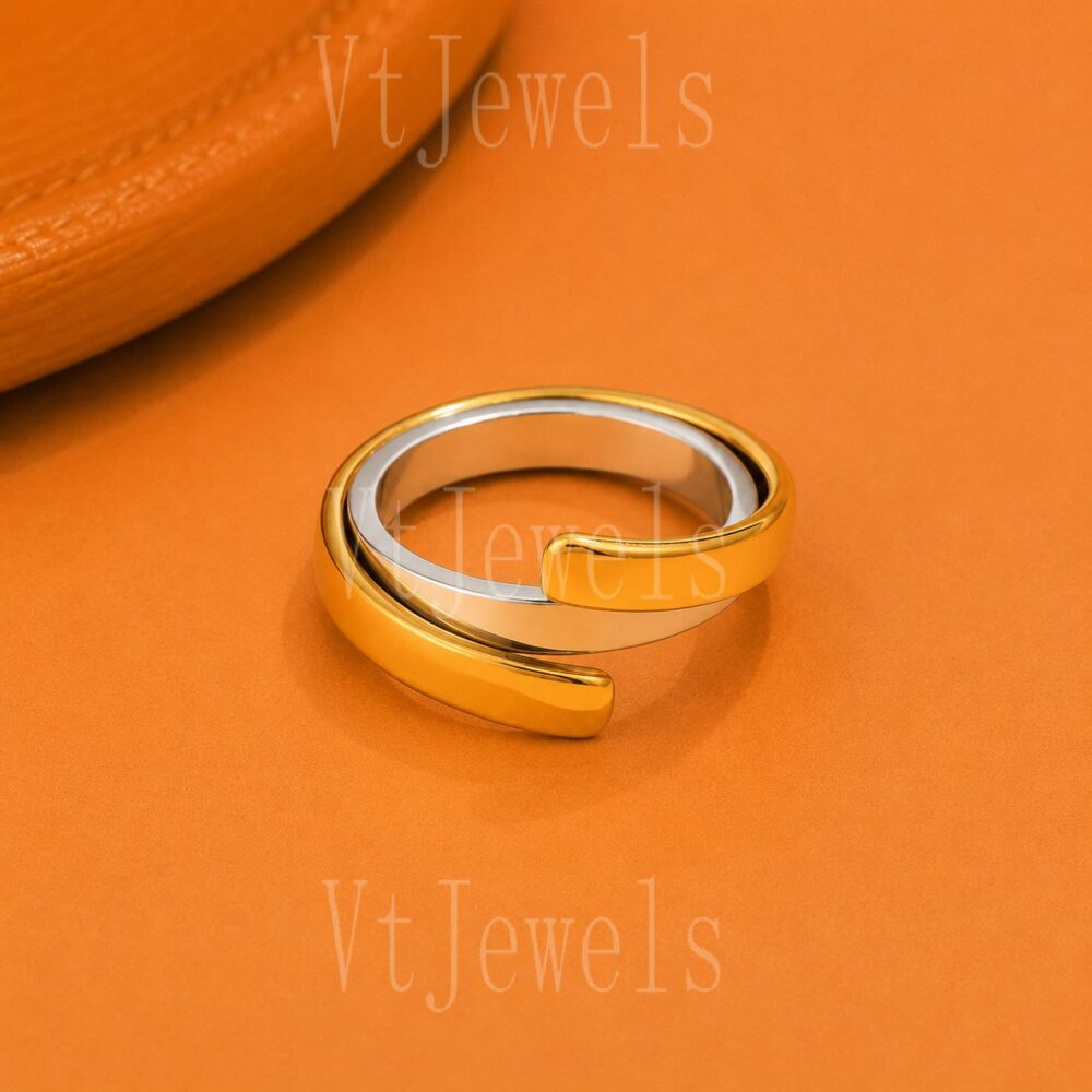 925 Sterling Silver Two Tone Adjustable Ring