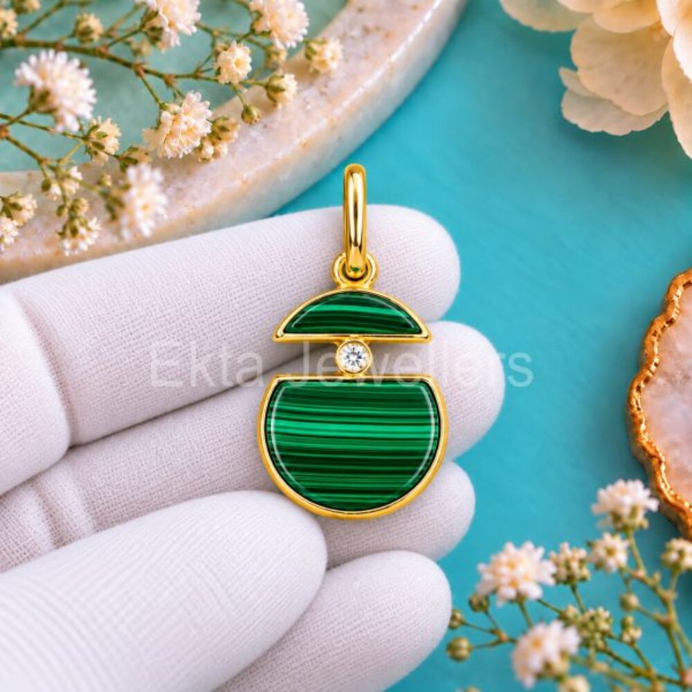925 Sterling Silver Malachite Circle Pendant