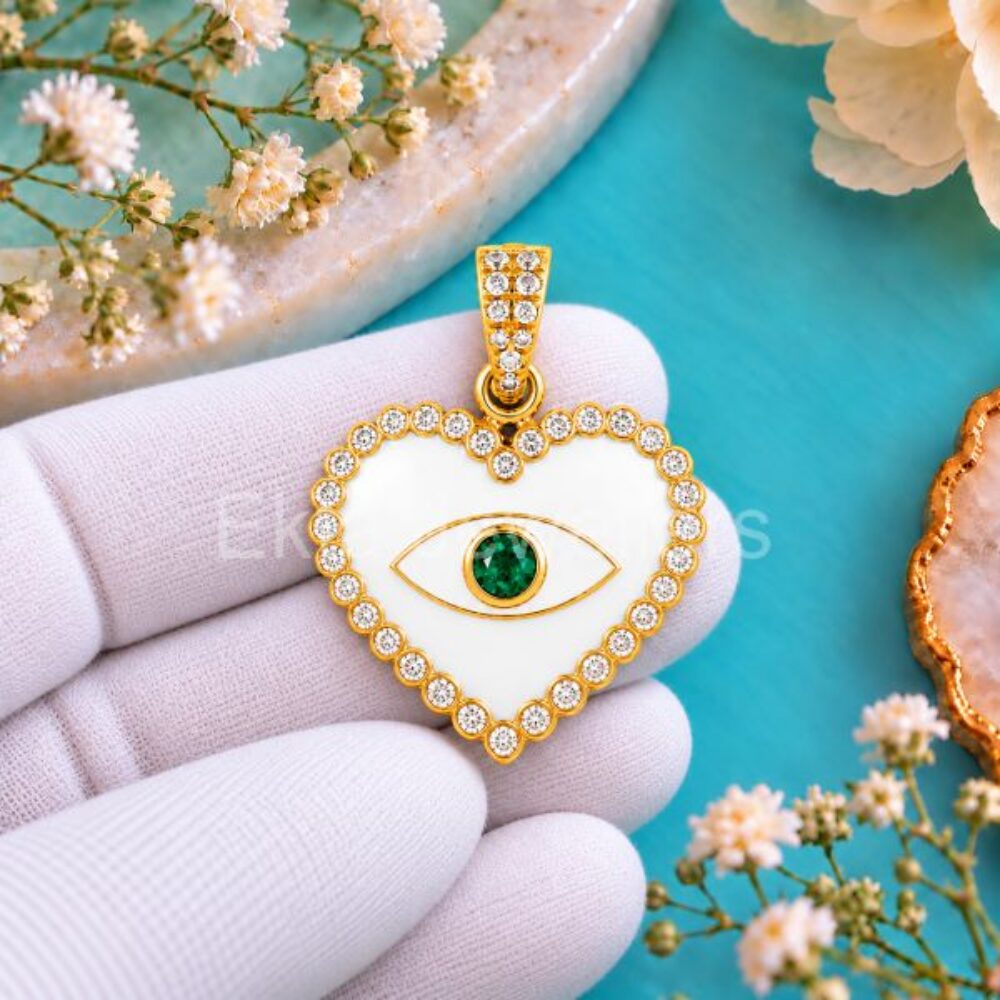 925 Sterling Silver Evil Eye Heart Pendant