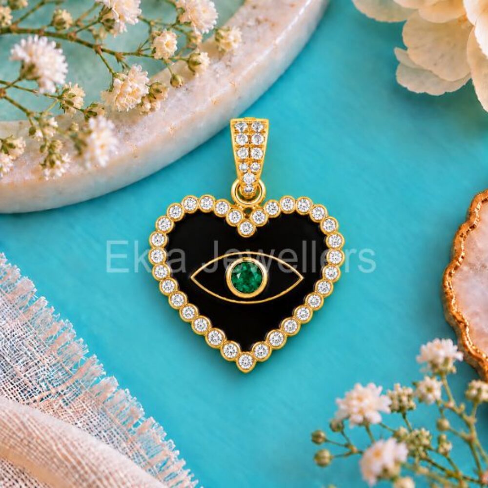 925 Sterling Silver Evil Eye Heart Pendant