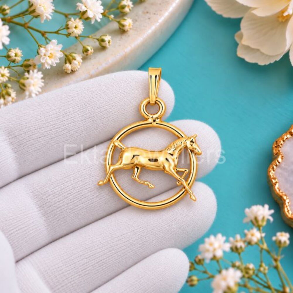 925 Sterling Silver Running Horse Circle Pendant