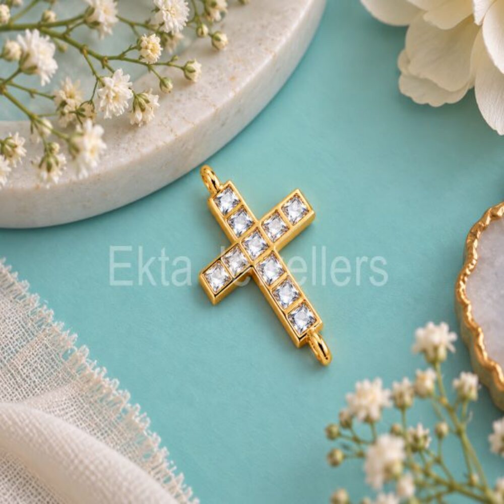 925 Sterling Silver Pave diamond Cross Pendant