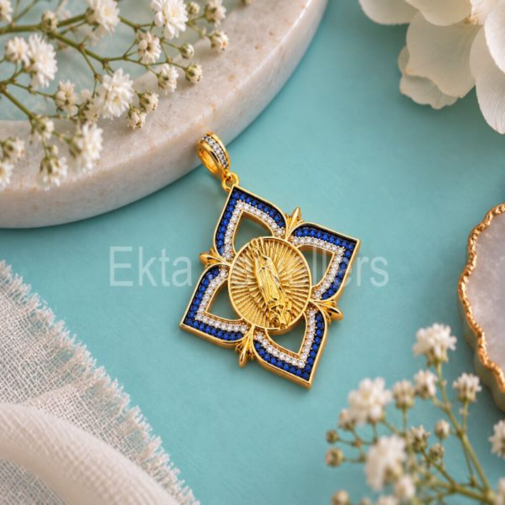 925 Sterling Silver Gold Sun Pendant