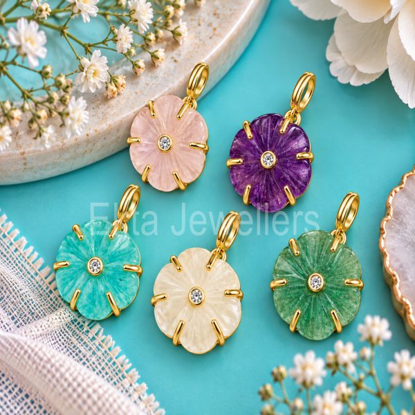 925 Sterling Silver Carved Flower Pendant