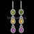 925 Sterling Silver Multi Gemstone Halo Dangle Earrings