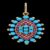 925 Sterling Silver Evil Eye Turquoise and Ruby Charm