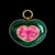 Gold Plated Green Enamel and Pink Gemstone Heart Pendant