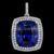 925 Sterling Silver Cushion Cut Blue Sapphire Halo Pendant