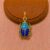 Gold Plated 925 Sterling Silver Blue and Green Enamel Scarab Beetle Pendant