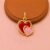 Gold Plated 925 Sterling Silver Red and Pink Enamel Double Heart Pendant Charm