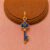 925 Sterling Silver Blue Enamel Vintage Key Pendant Charm