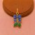 925 Sterling Silver Blue Bow and Green Leaves Pendant Charm