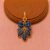 925 Sterling Silver Royal Blue Enamel Bow and Leaves Pendant Charm