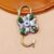 Emerald Glass & Evil Eye Clover Pendant in Oxidized 925 Silver
