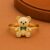 925 Sterling Silver Gold Plated Cute Teddy Bear Enamel Ring,