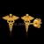 925 Sterling Silver Gold Plated Caduceus Medical Symbol Stud Earrings