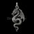 925 Sterling Silver Oxidized Gothic Dragon Pendant