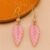 925 Silver Pink Leaf Dangle Earrings