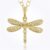925 Sterling Silver Dragonfly Pendant with Diamond Accents | Gold Plated Nature Charm